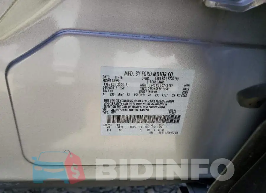 2LMPJ8KR8HBL14978 Photo# 14