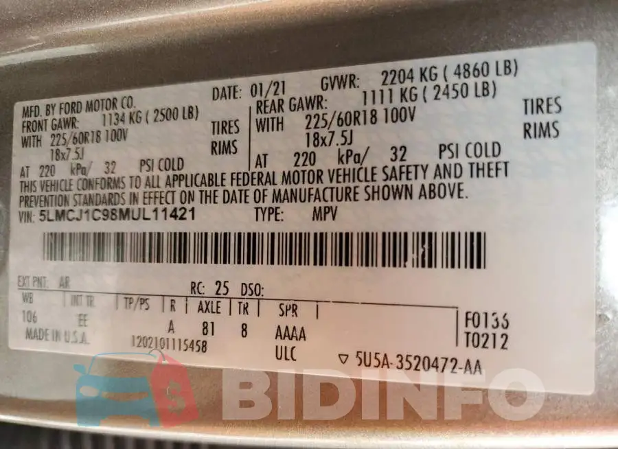 5LMCJ1C98MUL11421 Photo# 13