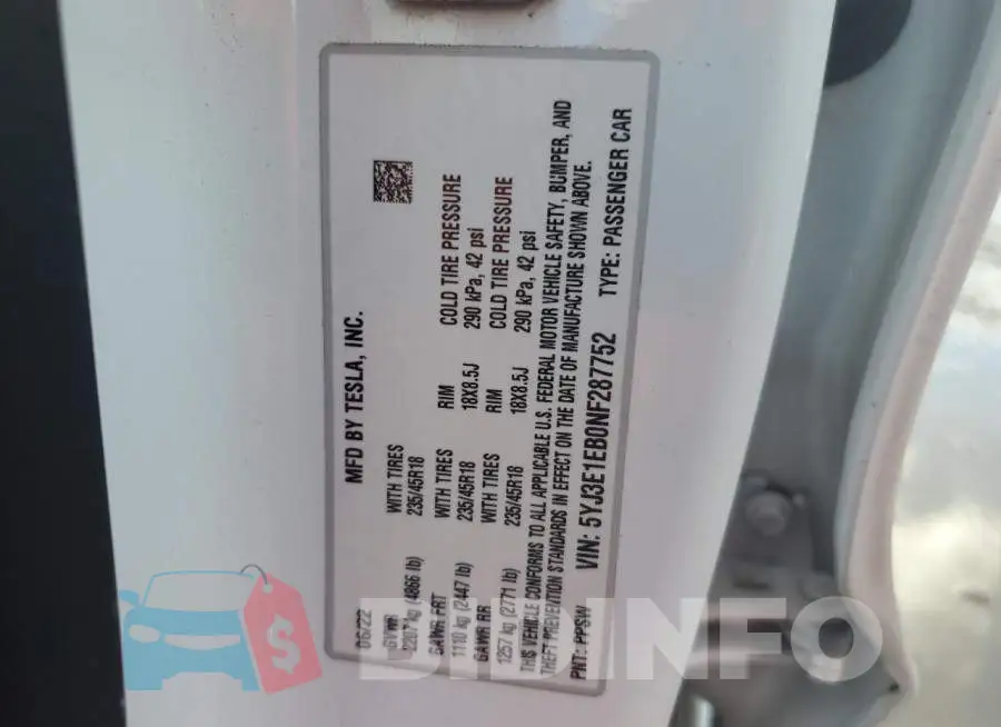 5YJ3E1EB0NF287752 Photo# 12