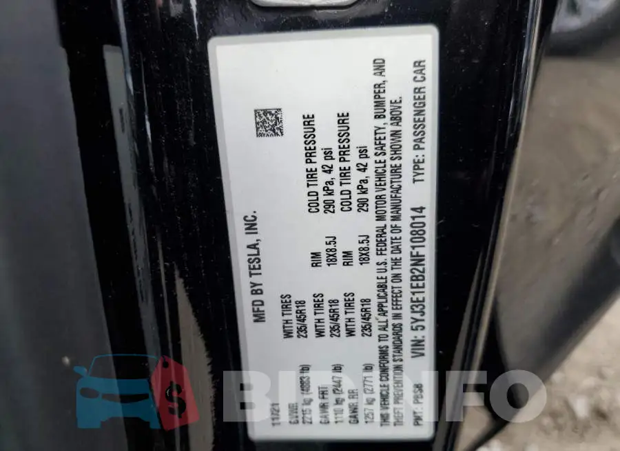 5YJ3E1EB2NF108014 Photo# 12