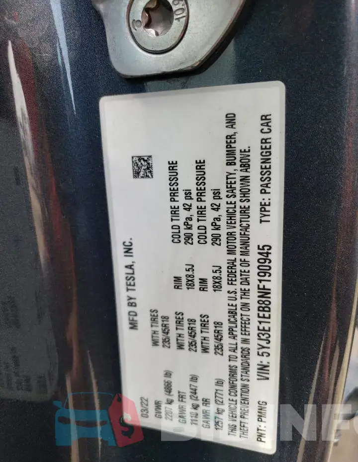 5YJ3E1EB8NF190945 Photo# 13