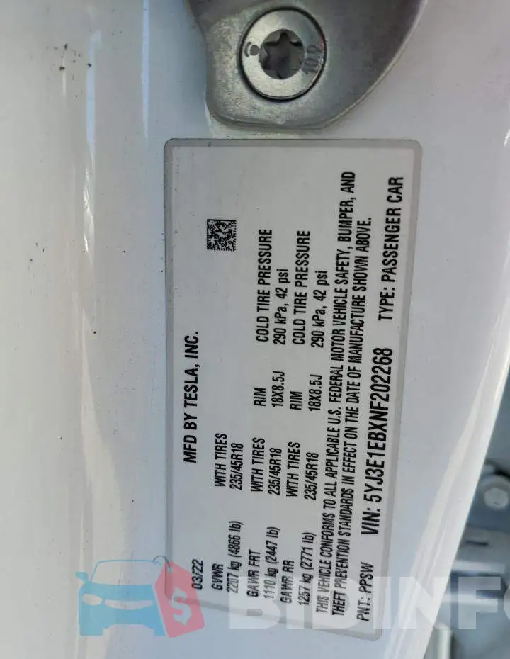 5YJ3E1EBXNF202268 Photo# 12