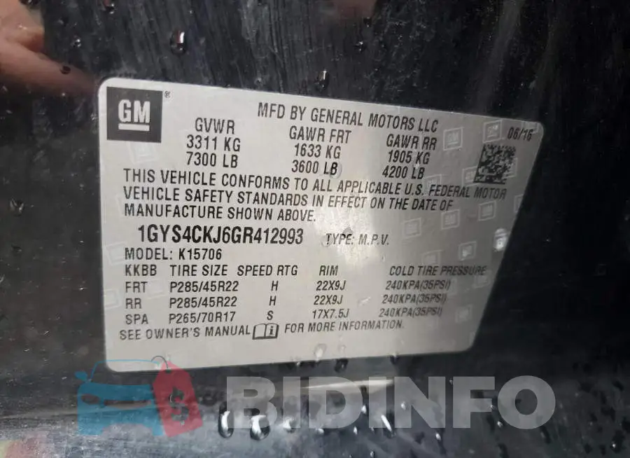 1GYS4CKJ6GR412993 Photo# 13