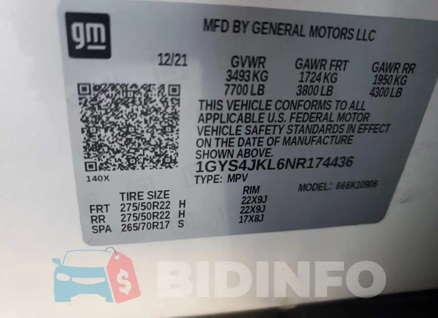 1GYS4JKL6NR174436 Photo# 13