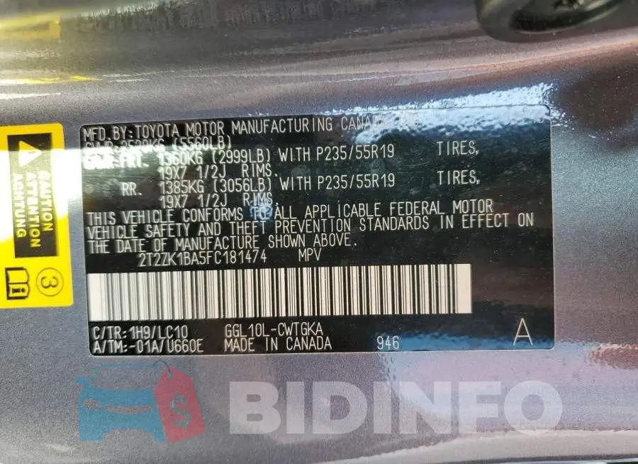 2T2ZK1BA5FC181474 Photo# 13