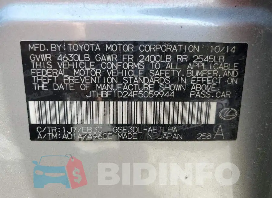 JTHBF1D24F5059944 Photo# 12