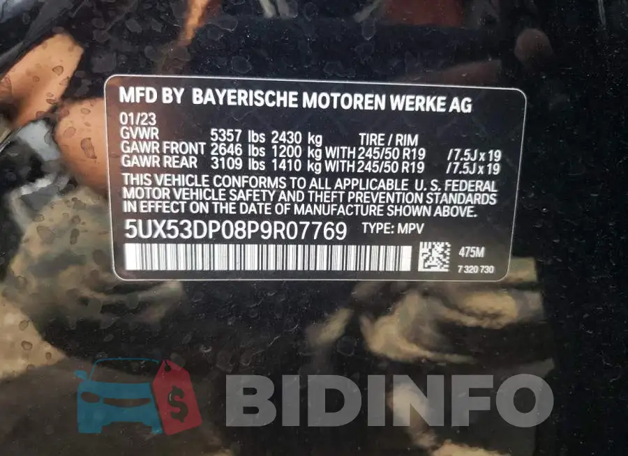 5UX53DP08P9R07769 Photo# 12