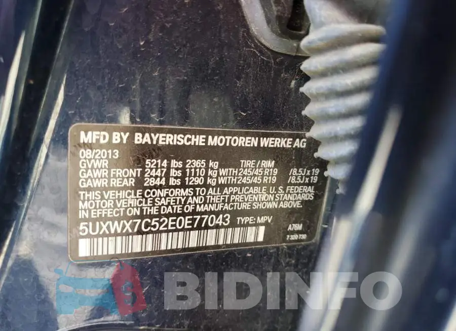 5UXWX7C52E0E77043 Photo# 13