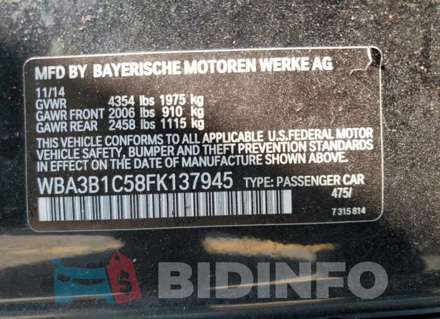 WBA3B1C58FK137945 Photo# 12