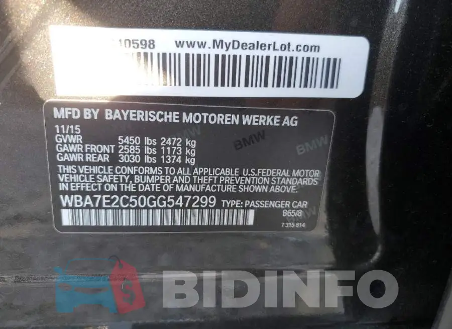 WBA7E2C50GG547299 Photo# 12