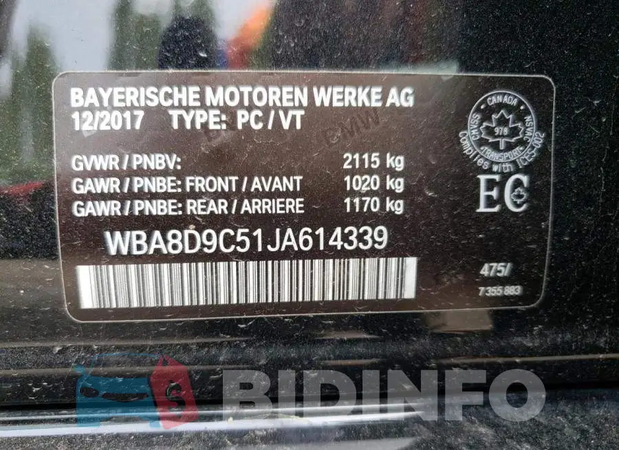 WBA8D9C51JA614339 Photo# 13