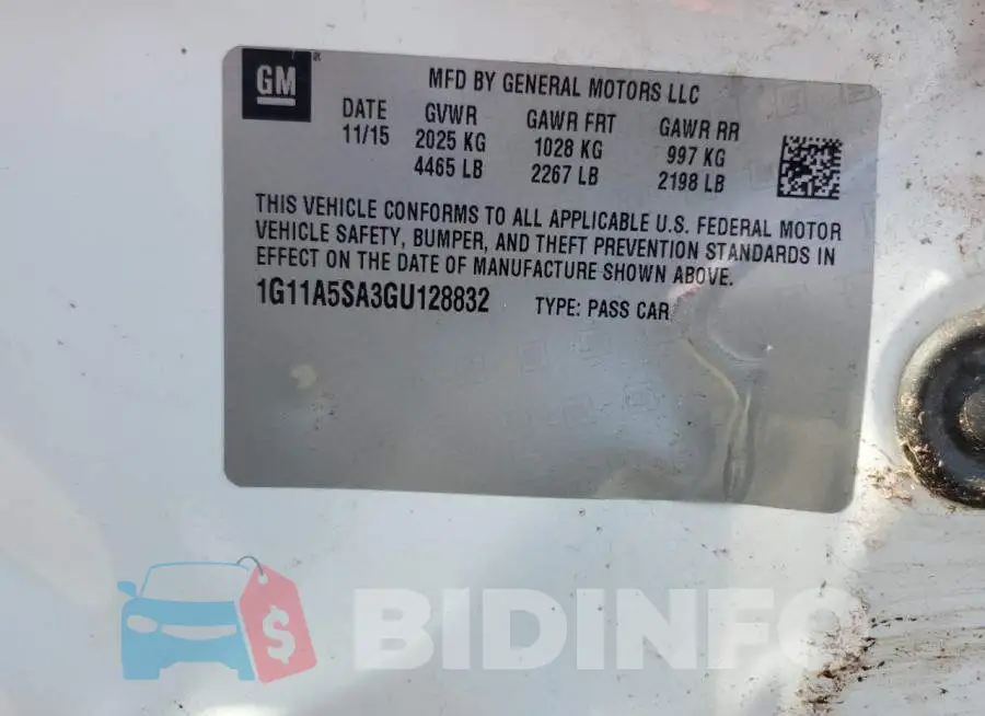1G11A5SA3GU128832 Photo# 12