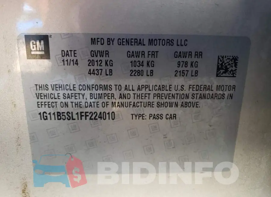 1G11B5SL1FF224010 Photo# 13