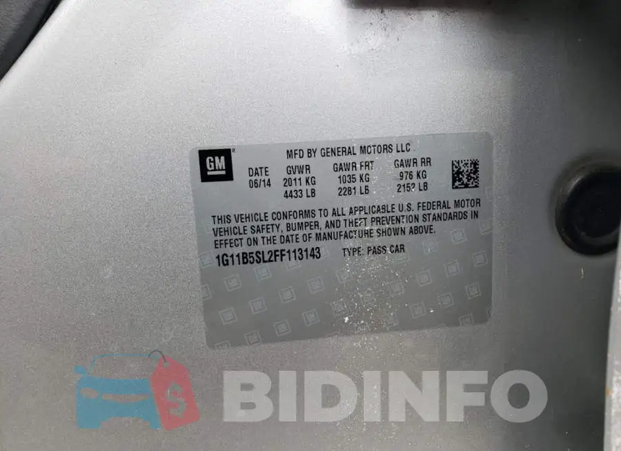 1G11B5SL2FF113143 Photo# 12