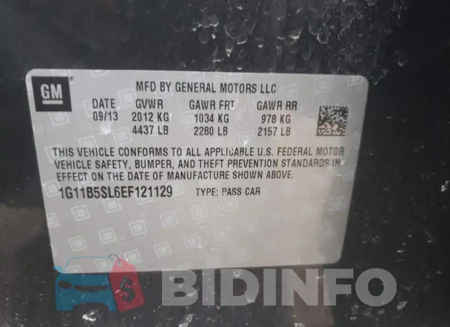 1G11B5SL6EF121129 Photo# 12