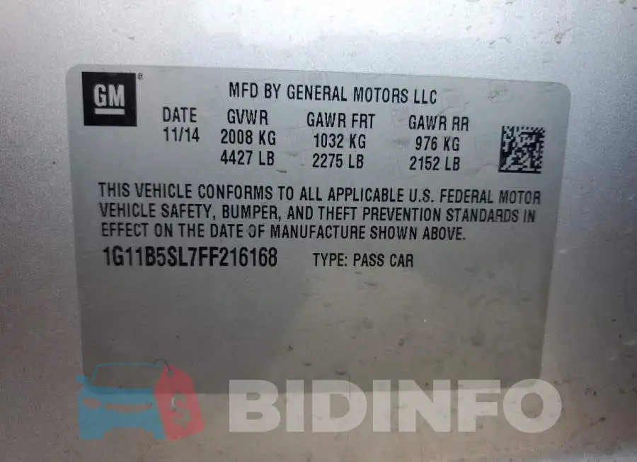 1G11B5SL7FF216168 Photo# 12