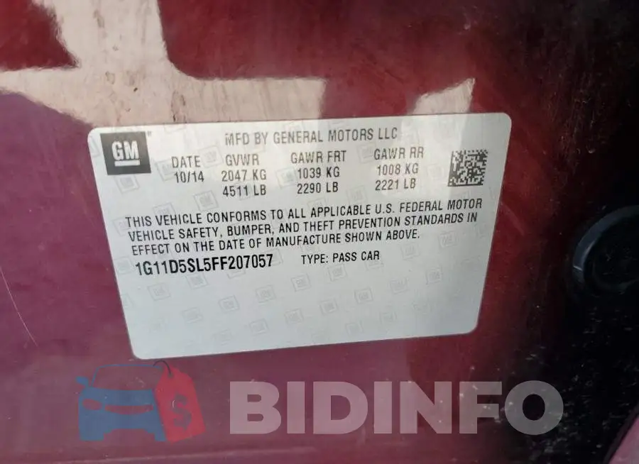 1G11D5SL5FF207057 Photo# 12