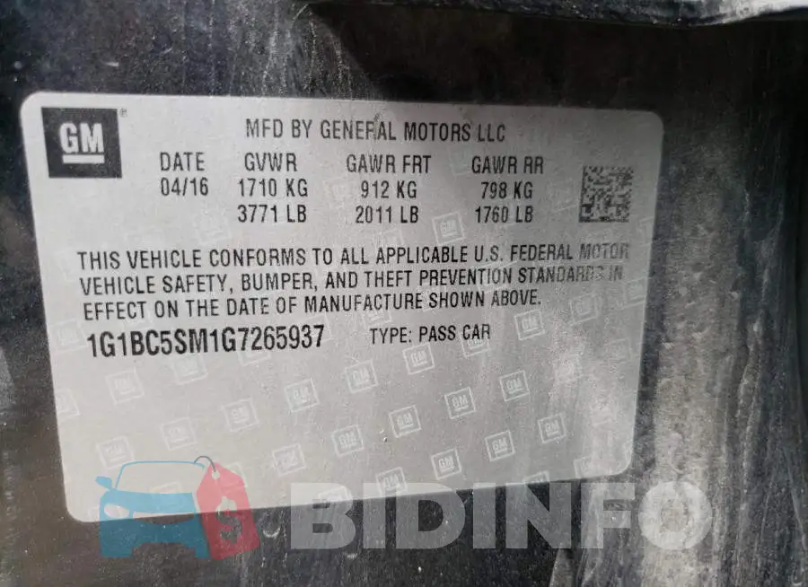 1G1BC5SM1G7265937 Photo# 12