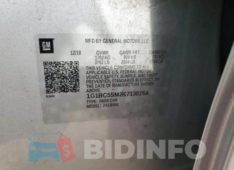 1G1BC5SM2K7130264 Photo# 13