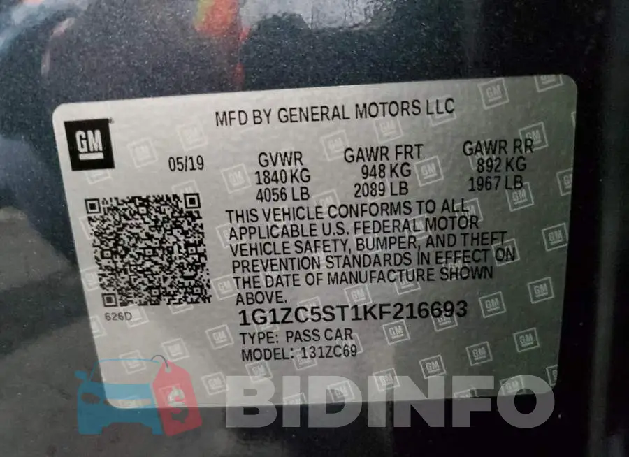 1G1ZC5ST1KF216693 Photo# 12