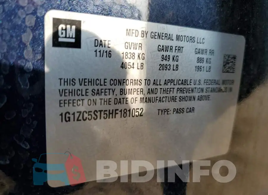 1G1ZC5ST5HF181052 Photo# 12