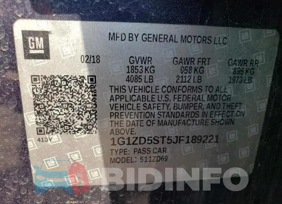 1G1ZD5ST5JF189221 Photo# 12