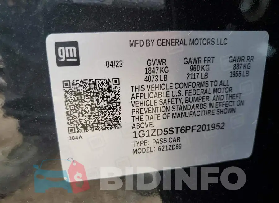 1G1ZD5ST6PF201952 Photo# 12