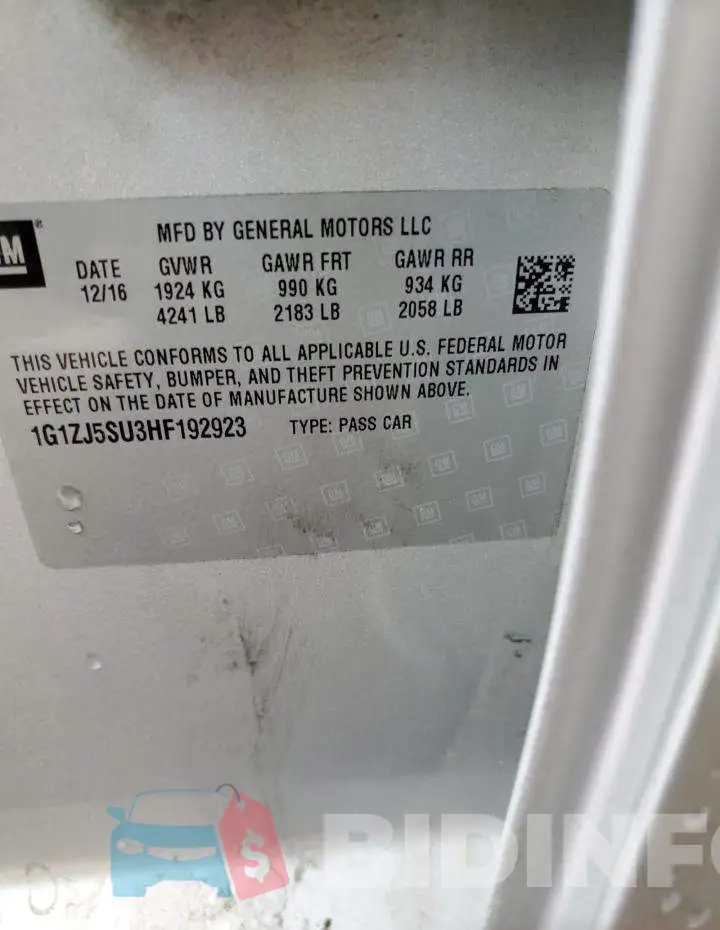 1G1ZJ5SU3HF192923 Photo# 13