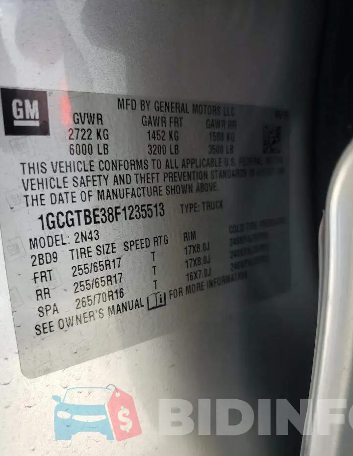 1GCGTBE38F1235513 Photo# 12
