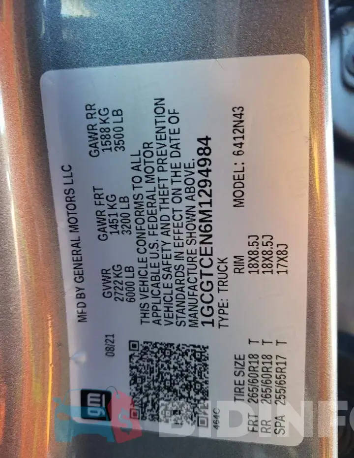 1GCGTCEN6M1294984 Photo# 12