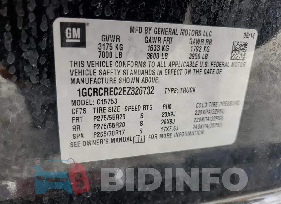 1GCRCREC2EZ326732 Photo# 12