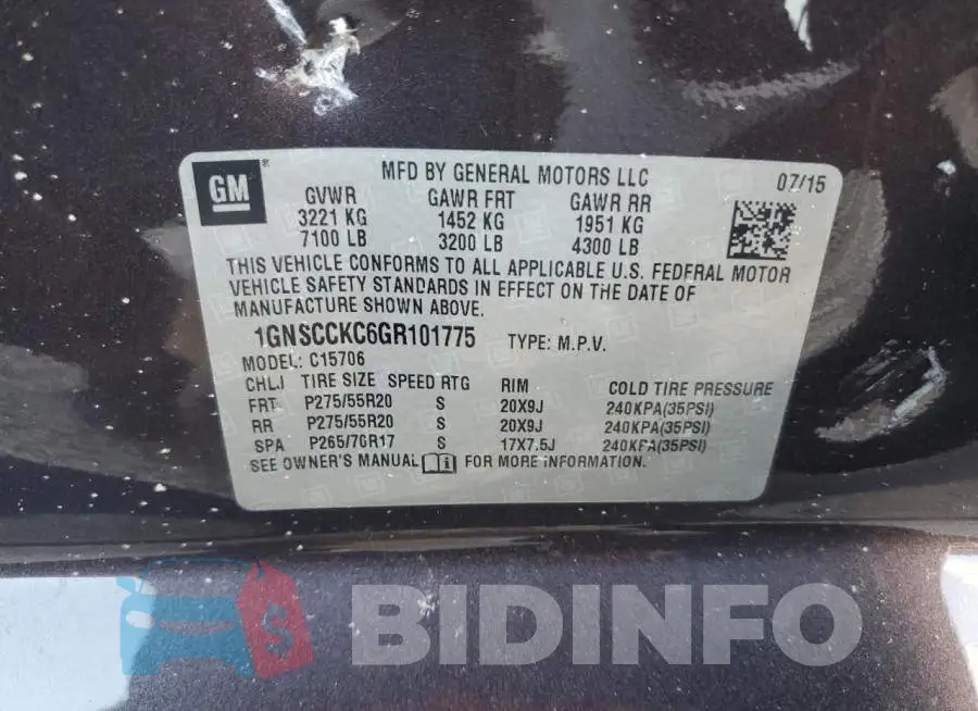1GNSCCKC6GR101775 Photo# 10