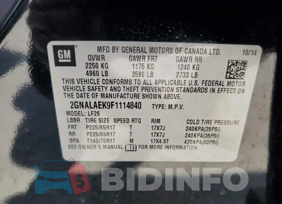 2GNALAEK9F1114840 Photo# 12