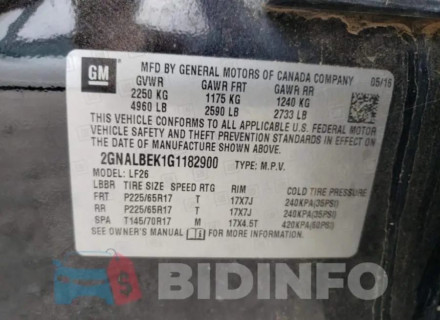 2GNALBEK1G1182900 Photo# 12