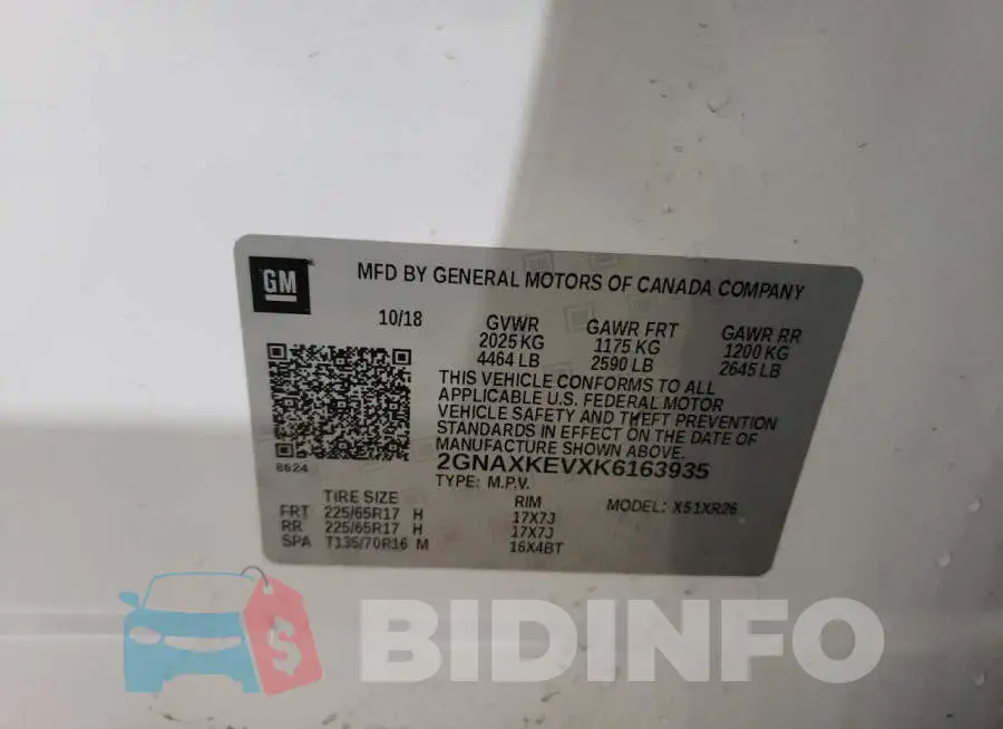 2GNAXKEVXK6163935 Photo# 13