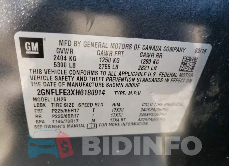 2GNFLFE3XH6180914 Photo# 12