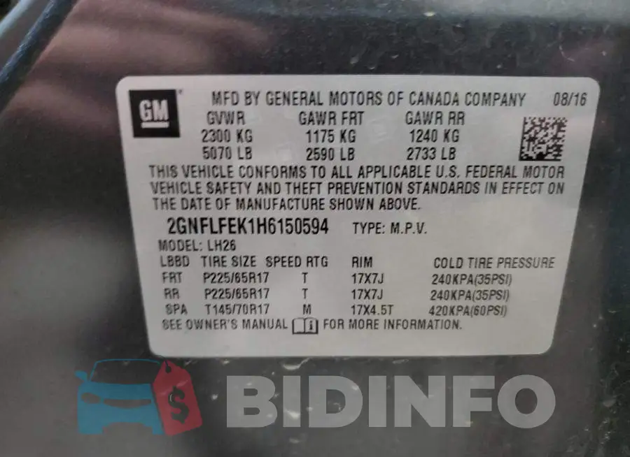 2GNFLFEK1H6150594 Photo# 13