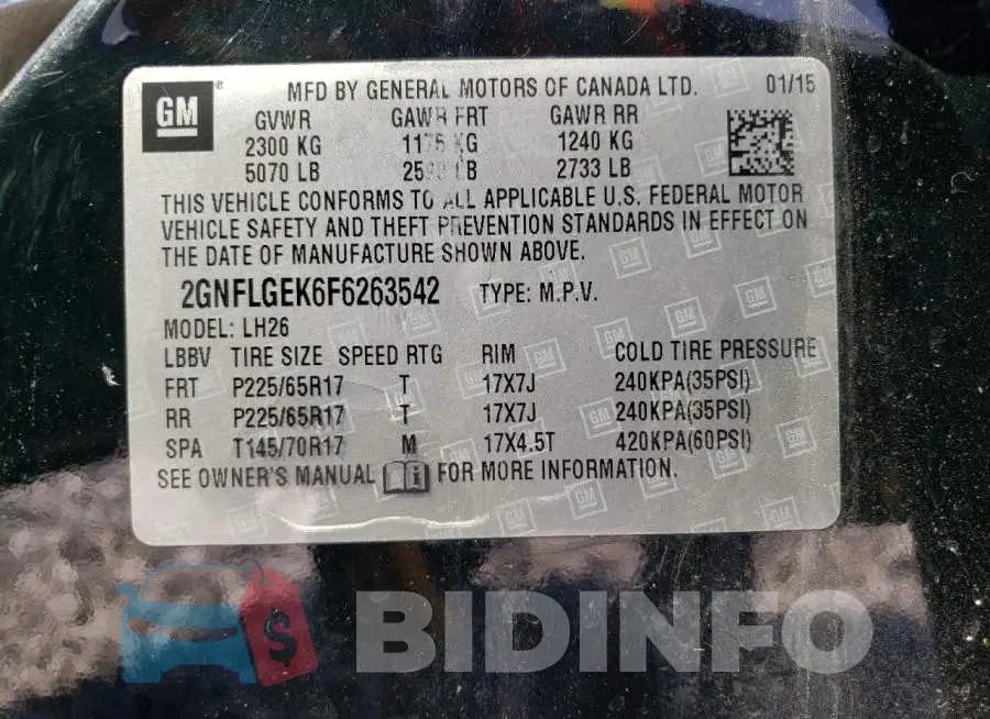 2GNFLGEK6F6263542 Photo# 12