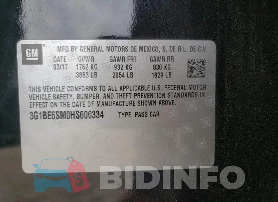 3G1BE6SM0HS600334 Photo# 12