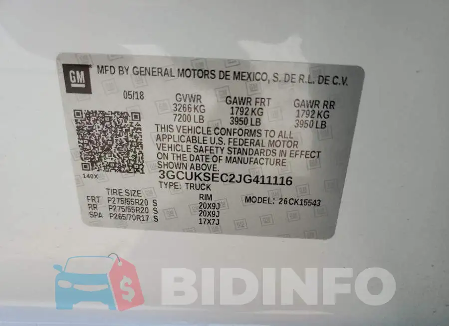 3GCUKSEC2JG411116 Photo# 12