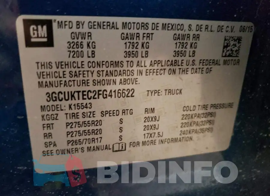 3GCUKTEC2FG416622 Photo# 12