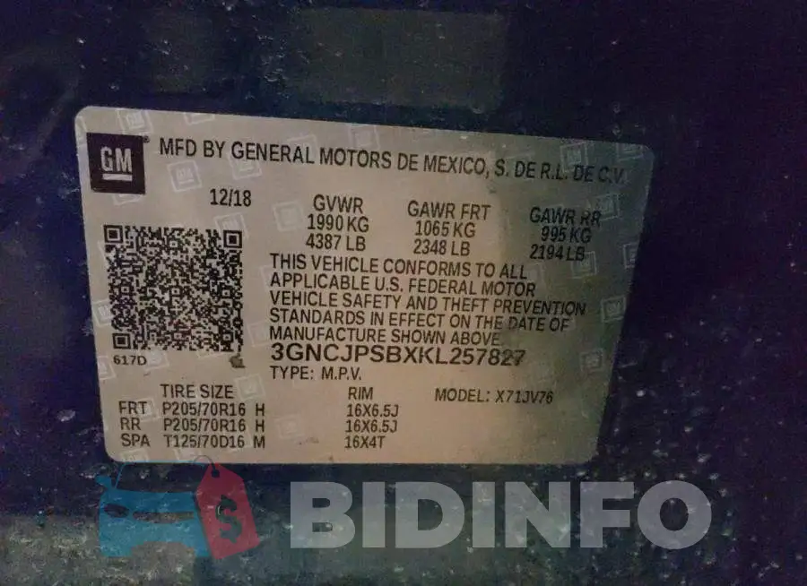 3GNCJPSBXKL257827 Photo# 14