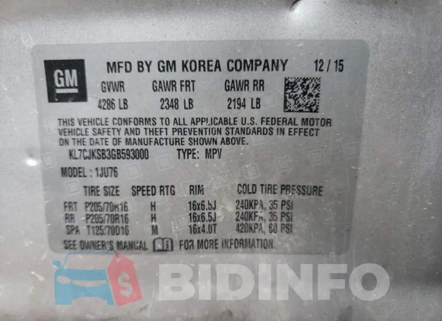 KL7CJKSB3GB593000 Photo# 13