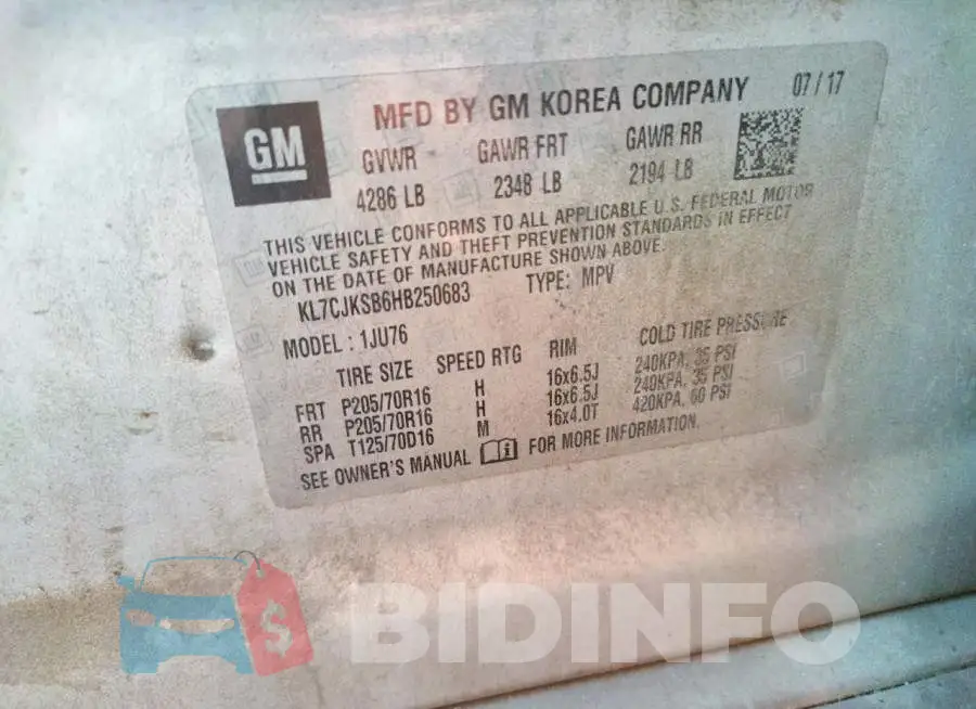 KL7CJKSB6HB250683 Photo# 14