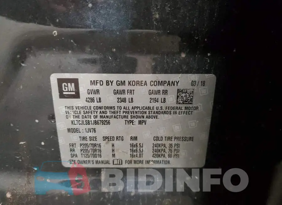 KL7CJLSB1JB679256 Photo# 13