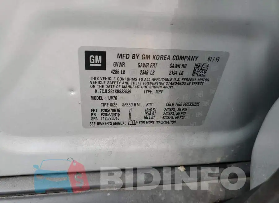 KL7CJLSB1KB832039 Photo# 13
