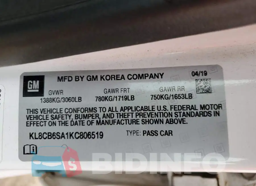 KL8CB6SA1KC806519 Photo# 12