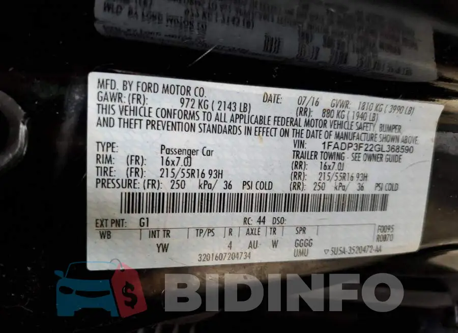 1FADP3F22GL368590 Photo# 12