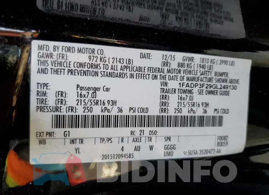 1FADP3F29GL249130 Photo# 12