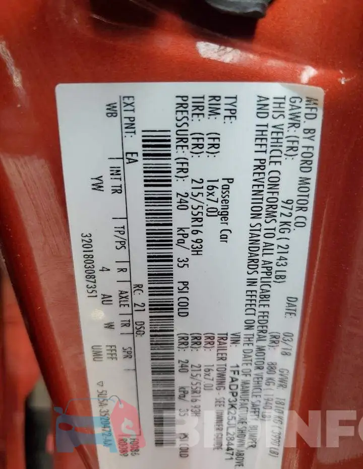 1FADP3K25JL284471 Photo# 12